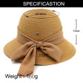 Large scarves bowtie summer straw hat